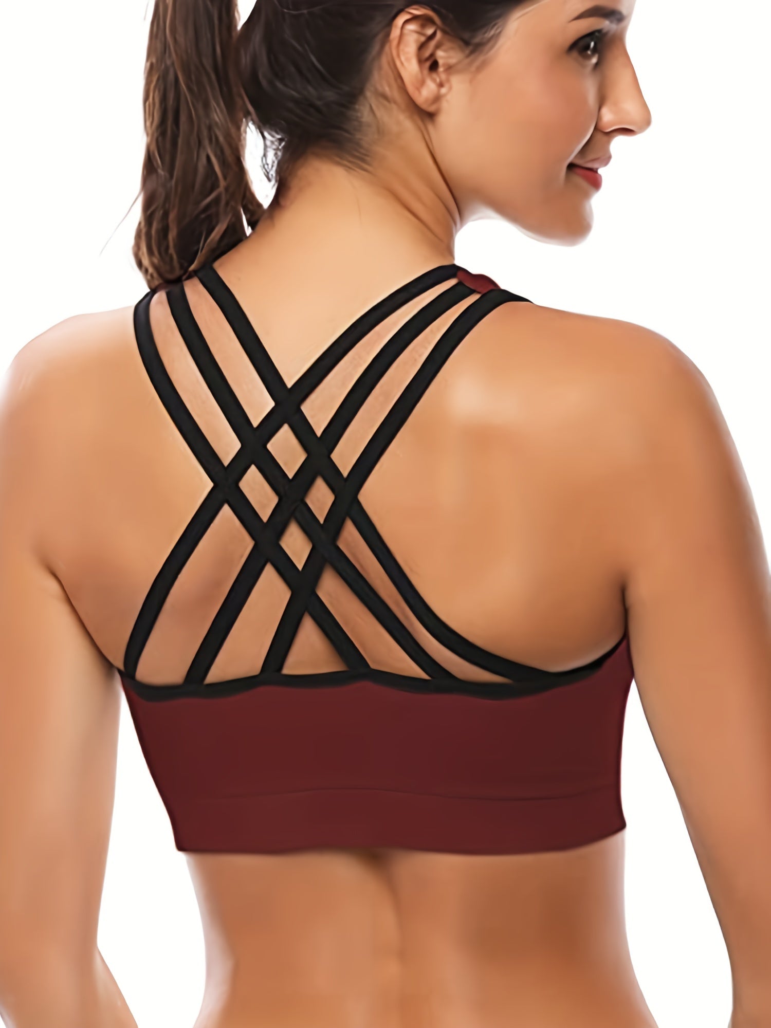 3pcs Criss Cross Back Sports Bras, Comfy & Breathable versatile Fitness Tank Bra, Women&