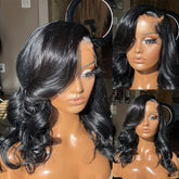 Loose Body Wave Short Bob Lace Front Human Hair Wigs For Women 13x4 HD Transparent Brazilian Lace Frontal Wig Closure Lace Wig Glueless Pre Plucked 10 12 14 16 Inch Blunt Cut Bob Wigs 200% Density - Lena & Miles Exquisite Boutique LLC.