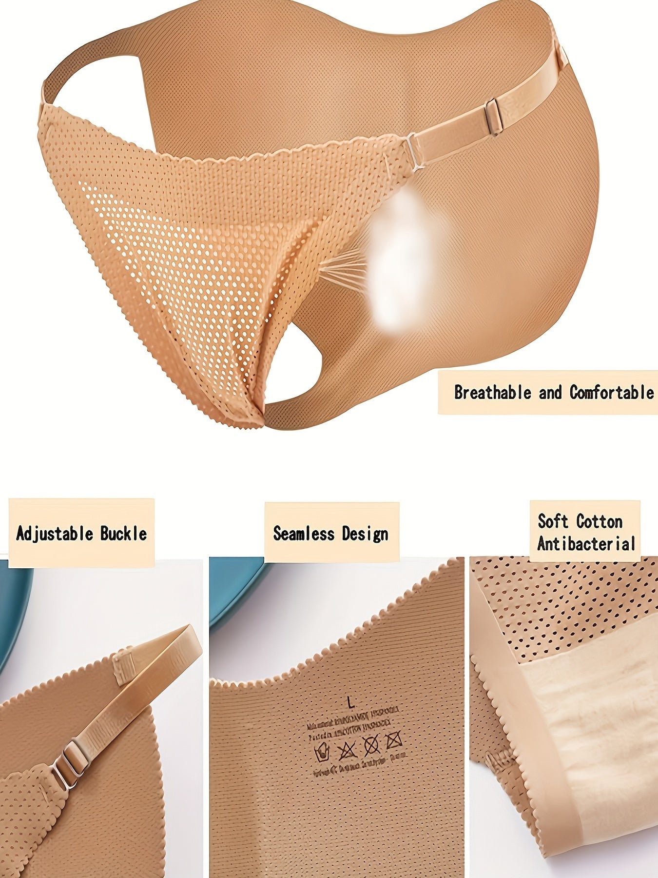 Fake Butt Lifting Bikini Panties, Breathable & Thin Invisible Intimates Panties, Women&