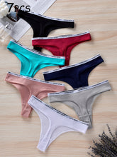 7pcs Letter Tape Thongs, Comfy & Skin-friendly Low Waist Intimates Panties, Women&
