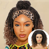 Headband Wig Headband Dreadlock Curly Hair Synthetic Wig Locs Crochet Hair Dark Brown/ Black/ 99J Ginger Color Crochet Twist Braids Hair Wigs Afro Curly Synthetic Hair Braiding Wig African Hairstyle For Women - Lena & Miles Exquisite Boutique LLC.