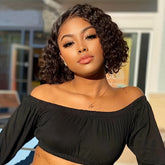 Beaushine Luxury Bob Human Hair Wigs - Short Water Wave Wet Wavy Style for Black Women - 10inch 13x4x1 Middle Part, Glueless Lace Closure, Pre-Plucked, 150% Density - Naturally Luscious and Easy to Style - Lena & Miles Exquisite Boutique LLC.