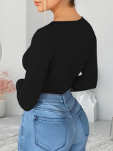 Bodysuits For Women Deep V Neck Twist Knot Fitted Long Sleeve Bodysuit Basic Tops Casual - Lena & Miles Exquisite Boutique LLC.