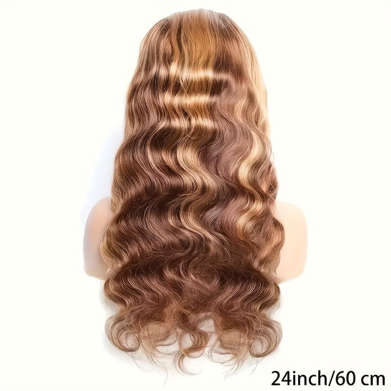Honey Blonde Lace Front Wig Human Hair 13x4 HD Transparent 4/27 Highlight Ombre Lace Front Wigs Human Hair Pre Plucked With Baby Hair 180% Density Body Wave Glueless Human Hair Wigs For Women - Lena & Miles Exquisite Boutique LLC.