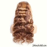 Honey Blonde Lace Front Wig Human Hair 13x4 HD Transparent 4/27 Highlight Ombre Lace Front Wigs Human Hair Pre Plucked With Baby Hair 180% Density Body Wave Glueless Human Hair Wigs For Women - Lena & Miles Exquisite Boutique LLC.