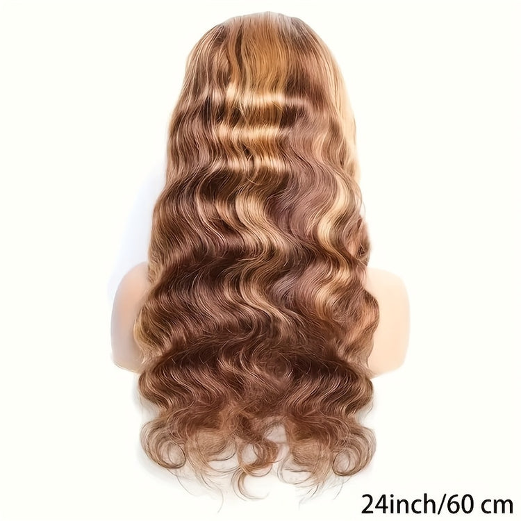Honey Blonde Lace Front Wig Human Hair 13x4 HD Transparent 4/27 Highlight Ombre Lace Front Wigs Human Hair Pre Plucked With Baby Hair 180% Density Body Wave Glueless Human Hair Wigs For Women - Lena & Miles Exquisite Boutique LLC.