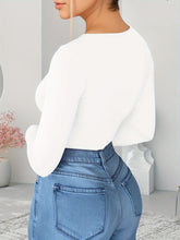 Bodysuits For Women Deep V Neck Twist Knot Fitted Long Sleeve Bodysuit Basic Tops Casual - Lena & Miles Exquisite Boutique LLC.