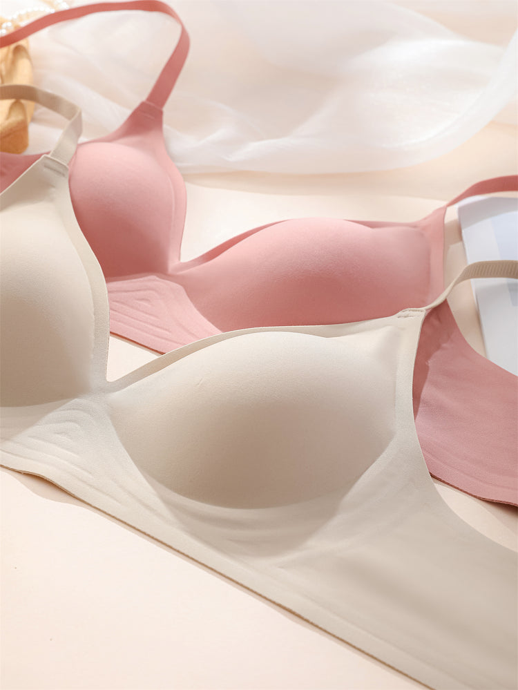 Simple Solid Wireless Bra, Comfy & Breathable Stretch Intimates Bra, Women&