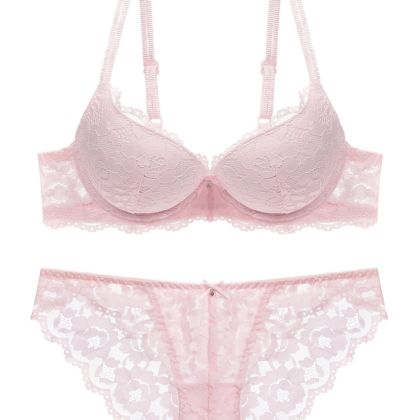 Romantic Lace Embroidery Lingerie Set - Soft & Breathable Push-Up Bra with Sheer Panty - Perfect Seductive Valentines Gift for Her - Womens Comfortable Intimate Wear - Lena & Miles Exquisite Boutique LLC.