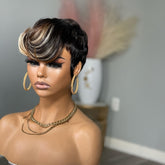 Brazilian Remy Human Hair Pixie Cut Wigs for Women - Glueless Wear & Go Wig with Layered Body Wave, 150% Density Rose Net Cap, Multi-Color Options for Halloween, Music Festivals & Carnaval, Festive Hair Wig | Modern Hairstyle - Lena & Miles Exquisite Boutique LLC.