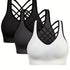 3pcs Criss Cross Back Sports Bras, Comfy & Breathable versatile Fitness Tank Bra, Women&