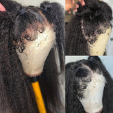 Kinky Straight 4C Edges Wig Human Hair 13x4 Lace Front Human Hair Wigs Yaki Straight Lace Front Wig For Women Brazilian Remy Human Hair Wig With Curly Baby Hair 18-30 Inch Natural Color - Lena & Miles Exquisite Boutique LLC.