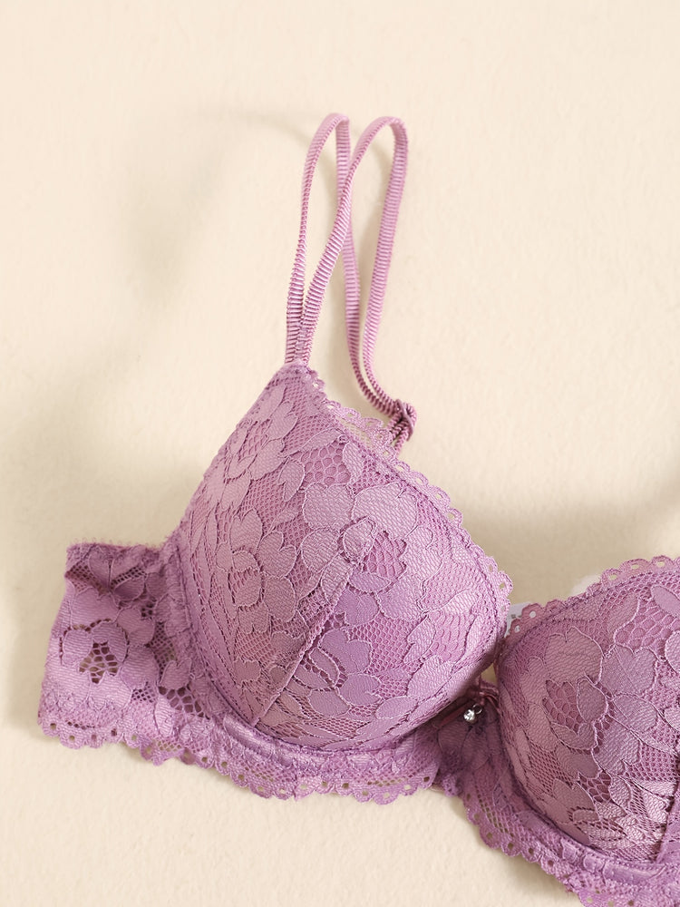 Romantic Lace Embroidery Lingerie Set - Soft & Breathable Push-Up Bra with Sheer Panty - Perfect Seductive Valentines Gift for Her - Womens Comfortable Intimate Wear - Lena & Miles Exquisite Boutique LLC.