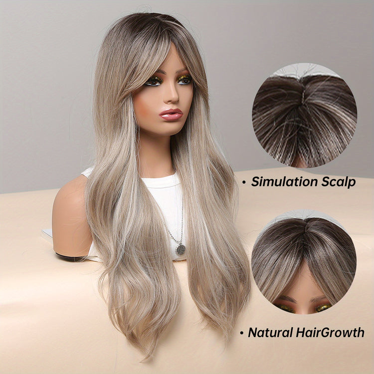 24 Inch Long, Coily, Heat Resistant Pink Body Wave Hair Wigs with Bangs - Synthetic Fiber, Fantasy Theme, Perfect for Daily, Party, Cosplay, Music Festival Use - High-Quality, Soft, Natural-Looking Hair for Women and Girls - Lena & Miles Exquisite Boutique LLC.