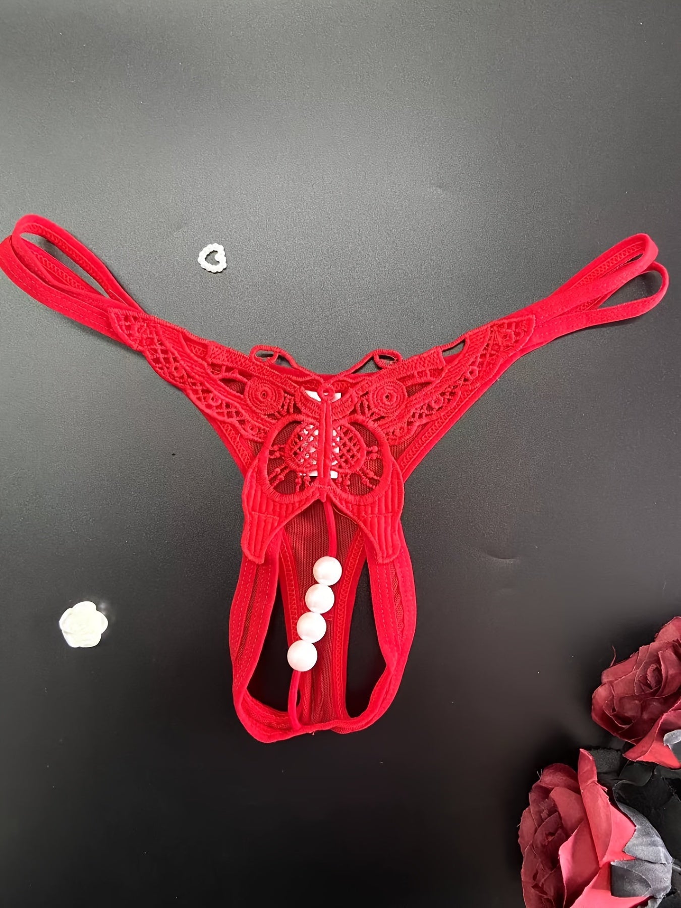 Sexy Butterfly Embroidery Thongs - Sheer Mesh Panties With Open Crotch For Women&