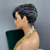 Brazilian Remy Human Hair Pixie Cut Wigs for Women - Glueless Wear & Go Wig with Layered Body Wave, 150% Density Rose Net Cap, Multi-Color Options for Halloween, Music Festivals & Carnaval, Festive Hair Wig | Modern Hairstyle - Lena & Miles Exquisite Boutique LLC.