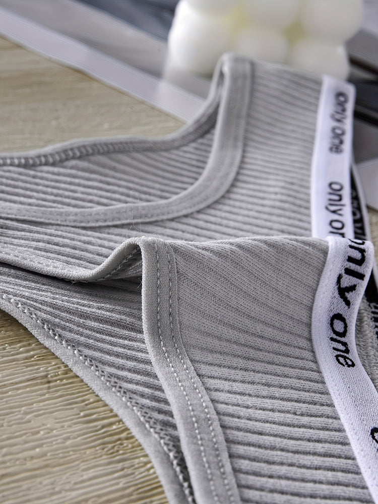 7pcs Letter Tape Thongs, Comfy & Skin-friendly Low Waist Intimates Panties, Women&