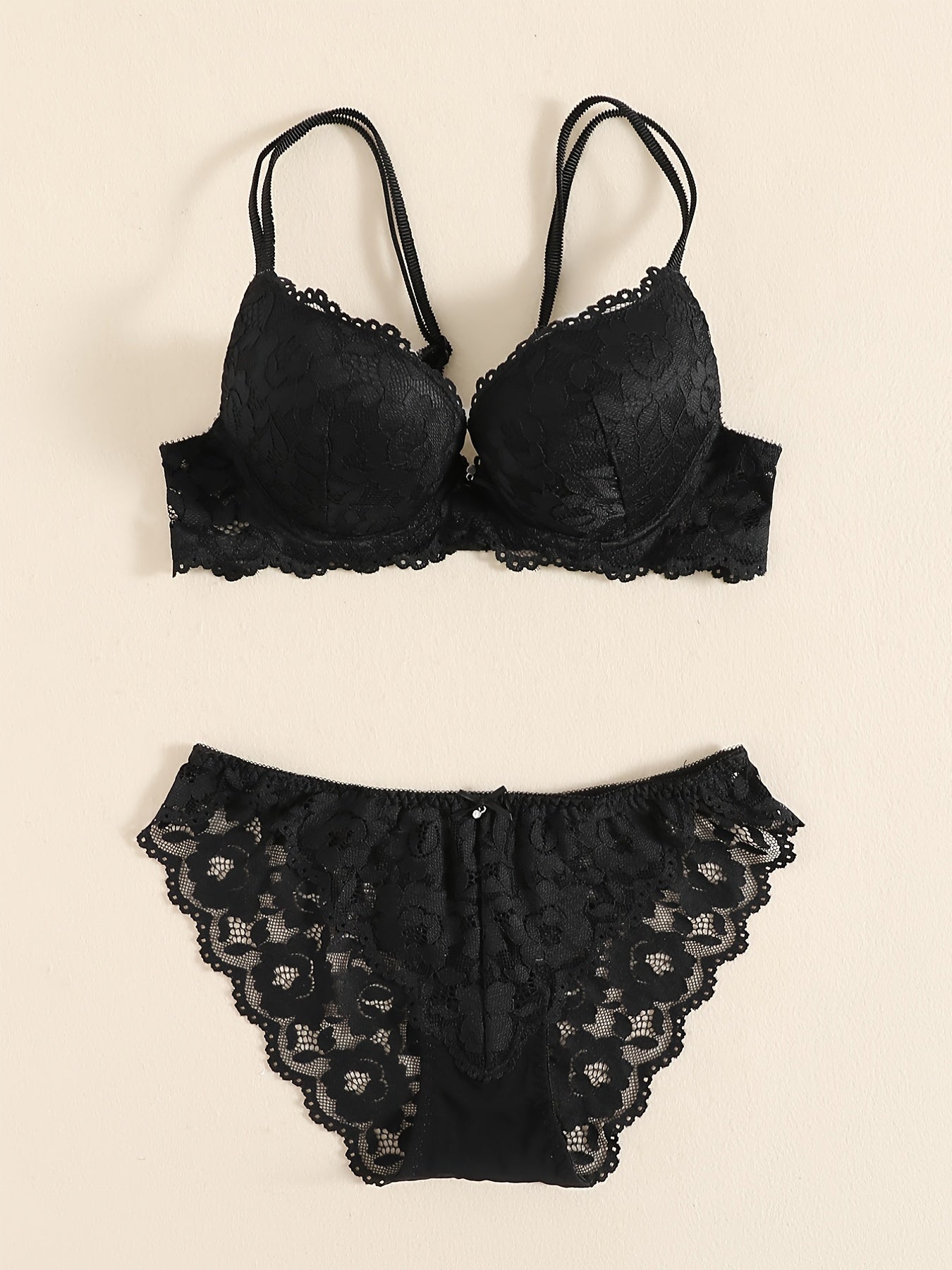 Romantic Lace Embroidery Lingerie Set - Soft & Breathable Push-Up Bra with Sheer Panty - Perfect Seductive Valentines Gift for Her - Womens Comfortable Intimate Wear - Lena & Miles Exquisite Boutique LLC.