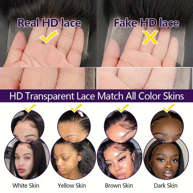 Loose Body Wave Short Bob Lace Front Human Hair Wigs For Women 13x4 HD Transparent Brazilian Lace Frontal Wig Closure Lace Wig Glueless Pre Plucked 10 12 14 16 Inch Blunt Cut Bob Wigs 200% Density - Lena & Miles Exquisite Boutique LLC.