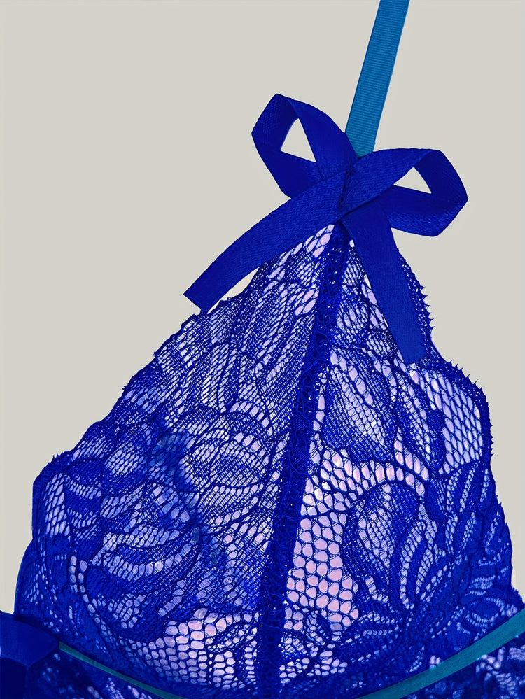 Sexy Floral Lace Sleeveless Teddy Bodysuit - Deep V Backless, Seductive Lingerie, Soft Comfortable Fabric, Perfect for Romantic Nights, Honeymoon, Anniversary, and Bachelorette Party - Womens Underwear for Confidence Boost - Lena & Miles Exquisite Boutique LLC.