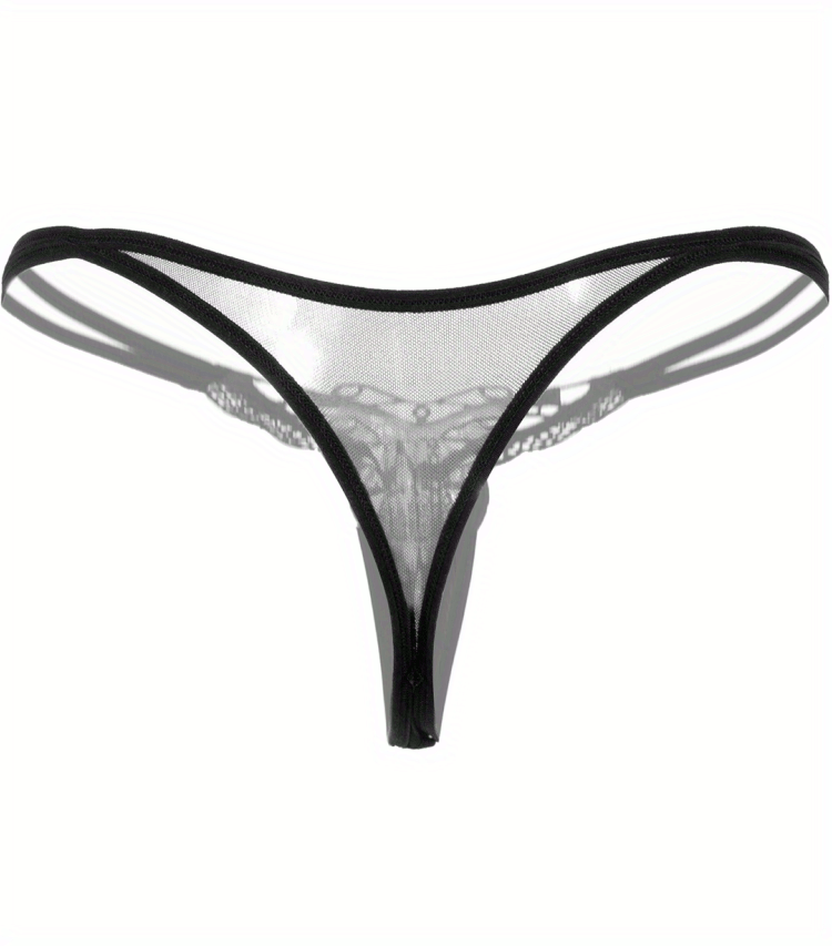 Sexy Butterfly Embroidery Thongs - Sheer Mesh Panties With Open Crotch For Women&