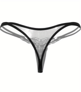 Sexy Butterfly Embroidery Thongs - Sheer Mesh Panties With Open Crotch For Women&