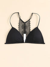 Triangle Cups Front Buckle Bras, Lace Stitching Beauty Back Bra With Removable Pads, Women&