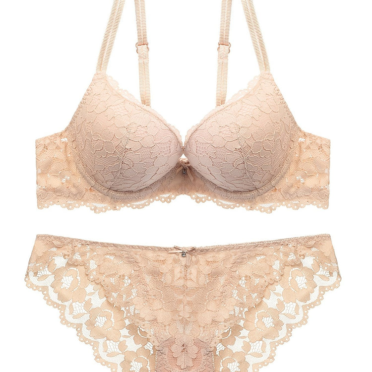 Romantic Lace Embroidery Lingerie Set - Soft & Breathable Push-Up Bra with Sheer Panty - Perfect Seductive Valentines Gift for Her - Womens Comfortable Intimate Wear - Lena & Miles Exquisite Boutique LLC.