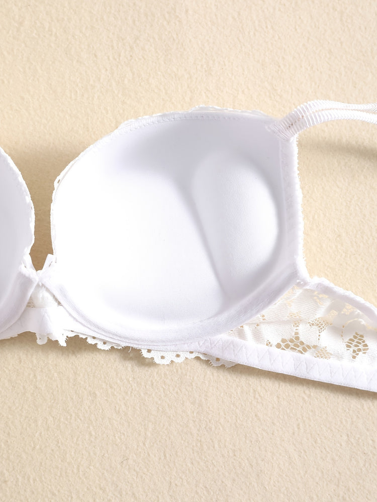 Romantic Lace Embroidery Lingerie Set - Soft & Breathable Push-Up Bra with Sheer Panty - Perfect Seductive Valentines Gift for Her - Womens Comfortable Intimate Wear - Lena & Miles Exquisite Boutique LLC.