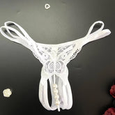 Sexy Butterfly Embroidery Thongs - Sheer Mesh Panties With Open Crotch For Women&