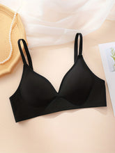Simple Solid Wireless Bra, Comfy & Breathable Stretch Intimates Bra, Women&
