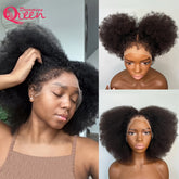 180% Density Afro Kinky Curly Lace Wig - Lace Wigs With 4B Hairline, Transparent HD Lace, Preplucked Mongolian Hair, 13x4 Lace Frontal, Kinky Edges, Real Natural Hairline, Fluffy Hair For Women - Lena & Miles Exquisite Boutique LLC.