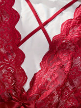 Plus Size Seductive Floral Lace Bodysuit - Plunging Halter Neck, Open Crotch, Medium Stretch, Sheer, Knit Fabric, Polyester Material - Sexy Lingerie for Women - Lena & Miles Exquisite Boutique LLC.