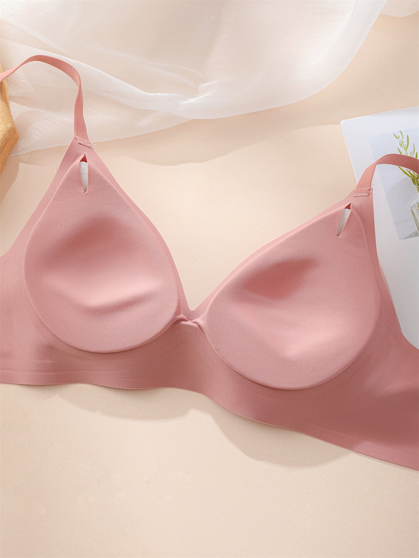 Simple Solid Wireless Bra, Comfy & Breathable Stretch Intimates Bra, Women&