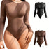SHARICCA 2pcs Women Slimming Bodysuits Shapewear, Control Tummy Lift Butt Shaper, Seamless Long Sleeve Round Neck Body Suit Set For Women - Lena & Miles Exquisite Boutique LLC.