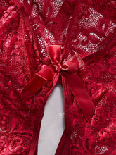 Plus Size Seductive Floral Lace Bodysuit - Plunging Halter Neck, Open Crotch, Medium Stretch, Sheer, Knit Fabric, Polyester Material - Sexy Lingerie for Women - Lena & Miles Exquisite Boutique LLC.