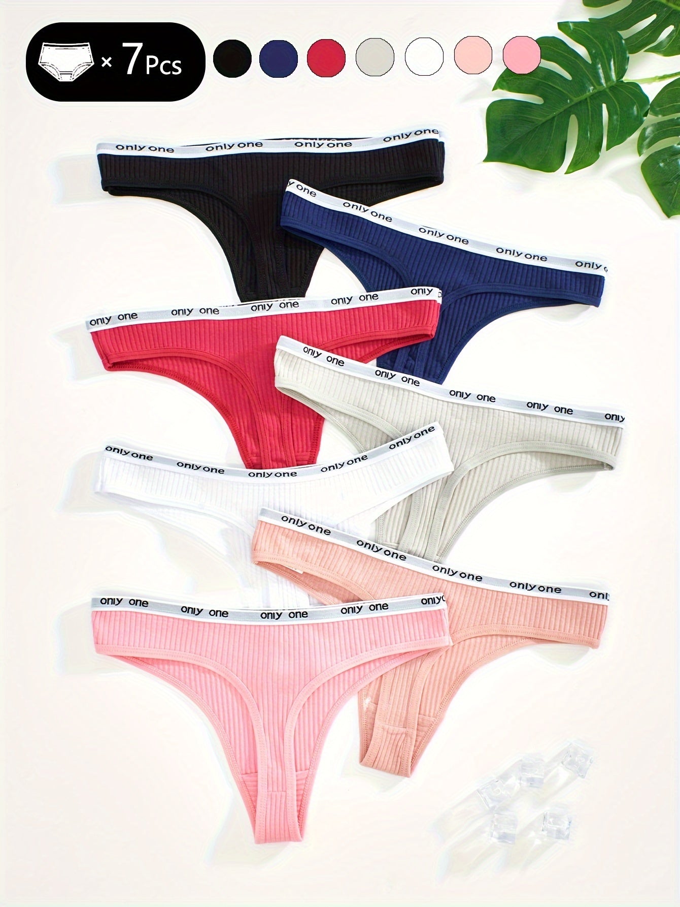7pcs Letter Tape Thongs, Comfy & Skin-friendly Low Waist Intimates Panties, Women&