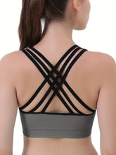 3pcs Criss Cross Back Sports Bras, Comfy & Breathable versatile Fitness Tank Bra, Women&