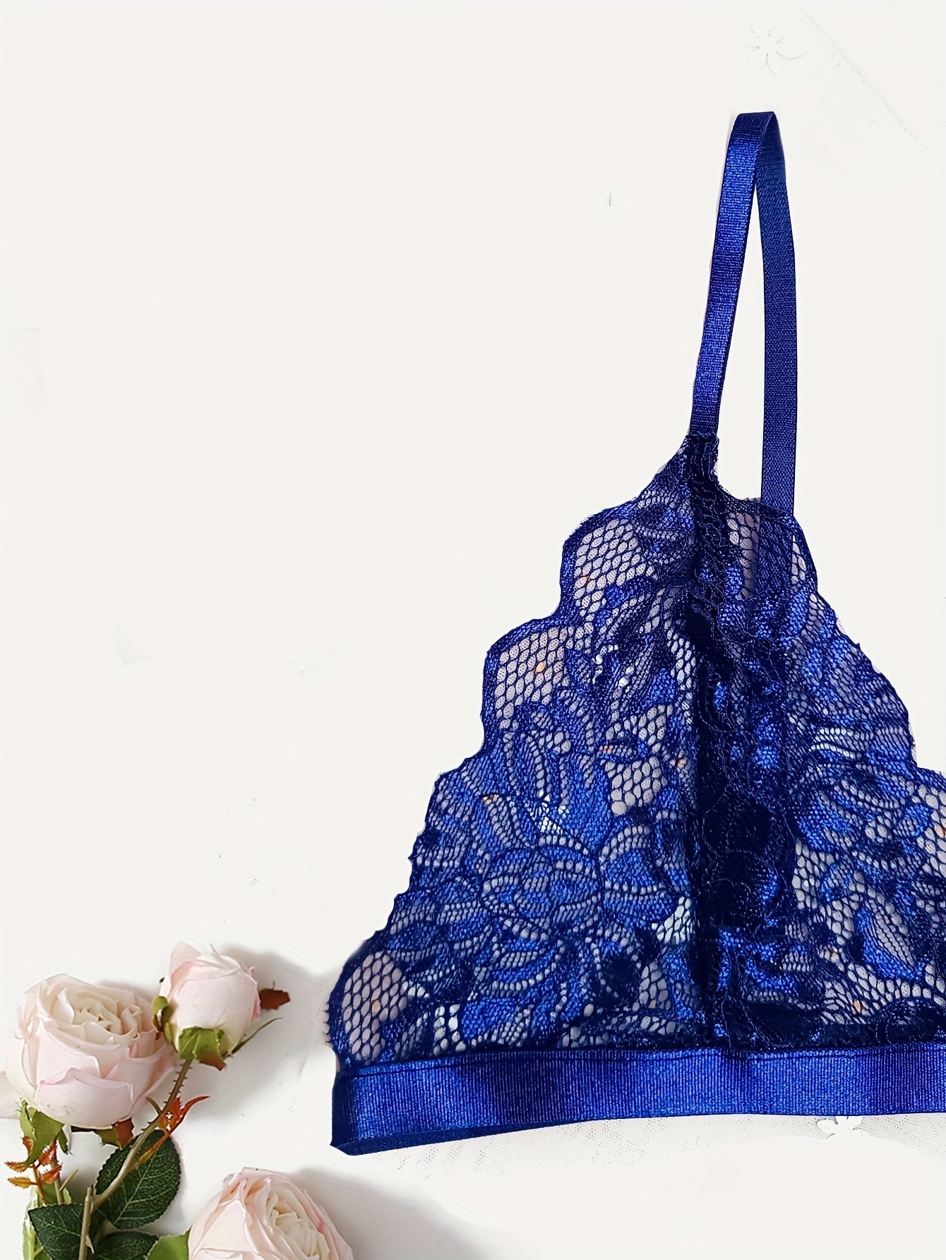 Sexy Floral Lace Lingerie Set - Triangle Cups Plunge Bra, Semi-Sheer Panties, Adjustable Straps, Comfortable Fit - Womens Romantic Underwear for Date Night or Special Occasions - Lena & Miles Exquisite Boutique LLC.