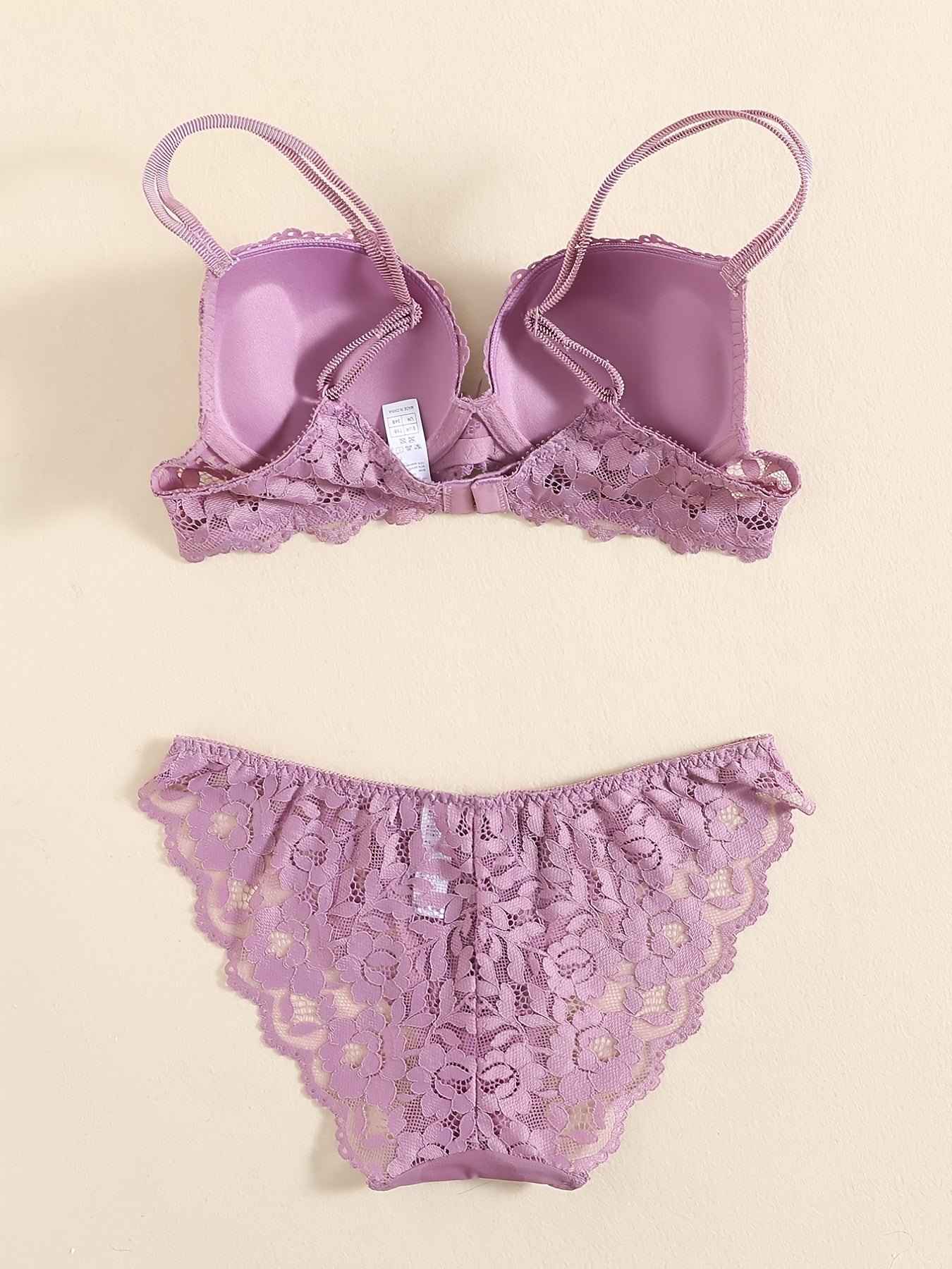 Romantic Lace Embroidery Lingerie Set - Soft & Breathable Push-Up Bra with Sheer Panty - Perfect Seductive Valentines Gift for Her - Womens Comfortable Intimate Wear - Lena & Miles Exquisite Boutique LLC.