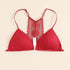 Triangle Cups Front Buckle Bras, Lace Stitching Beauty Back Bra With Removable Pads, Women&