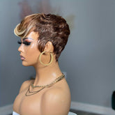 Brazilian Remy Human Hair Pixie Cut Wigs for Women - Glueless Wear & Go Wig with Layered Body Wave, 150% Density Rose Net Cap, Multi-Color Options for Halloween, Music Festivals & Carnaval, Festive Hair Wig | Modern Hairstyle - Lena & Miles Exquisite Boutique LLC.