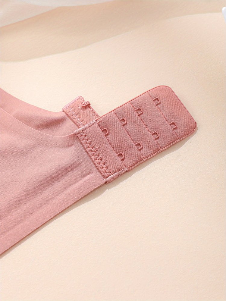 Simple Solid Wireless Bra, Comfy & Breathable Stretch Intimates Bra, Women&