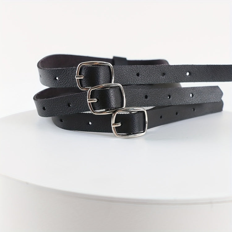 Punk Hollow Faux Leather Choker Necklace - Adjustable Three-Strap Design for a Customizable Fit, Premium Artificial Leather for a Luxurious Feel, Sexy Womens Lingerie and Underwear Accessory for a Romantic Evening or Night Ou - Lena & Miles Exquisite Boutique LLC.