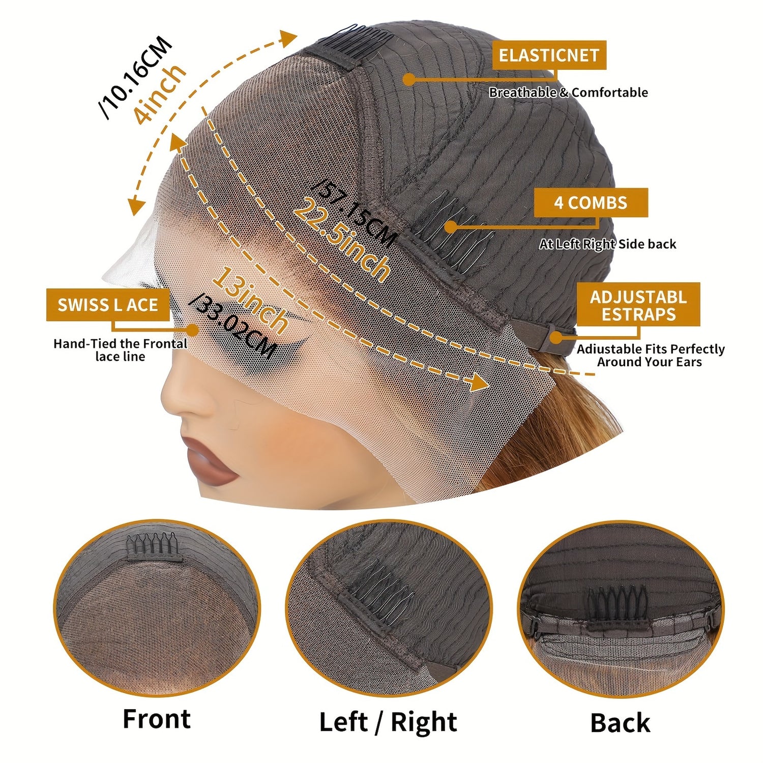 Highlight Ombre 13x4 Lace Front Wig Human Hair Pre Plucked HD Transparent 4/27 Honey Blonde Lace Frontal Wigs With Baby Hair 200% Density Colored Water Wave Lace Front Wig Human Hair For Women - Lena & Miles Exquisite Boutique LLC.