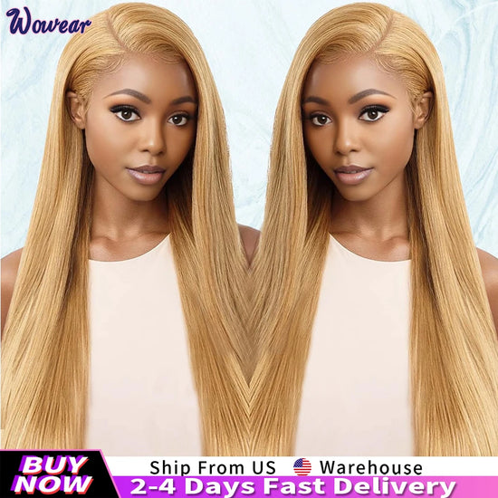 Honey Blonde Wigs Human Hair Bone Straight Wigs 13x6 HD Transparent Lace Front Human Hair Wigs 
