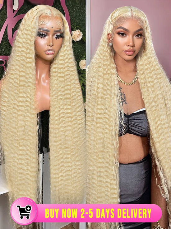 613 Deep Wave Frontal Wig 13x6 HD Water Wave Lace Front Wigs 30 40 Inch Honey Blonde 13x4 Transparent Lace Raw Remy 200 Density
