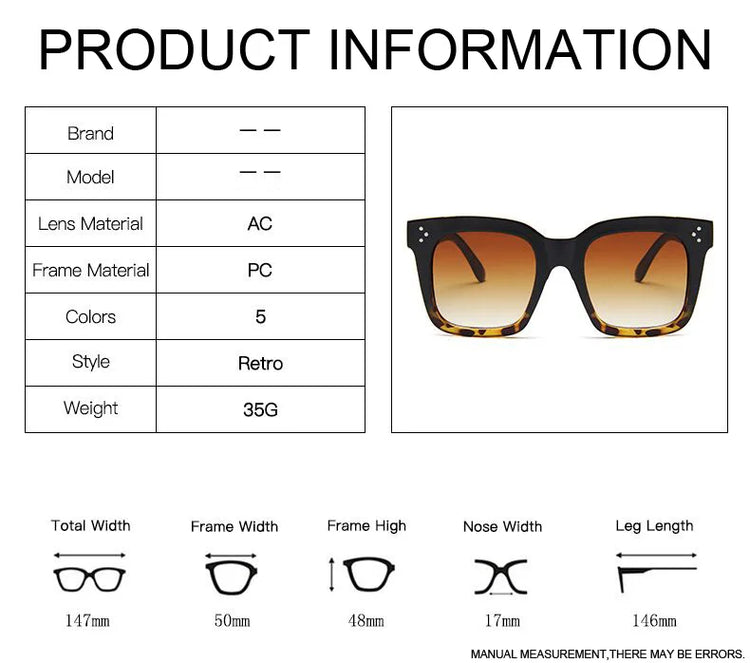 Classic Oversized Sunglasses Woman Brand Designer Mirror Plastic Female Sun Glasses Retro Fashion Big Frame Oculos De Sol - Lena & Miles Exquisite Boutique LLC.