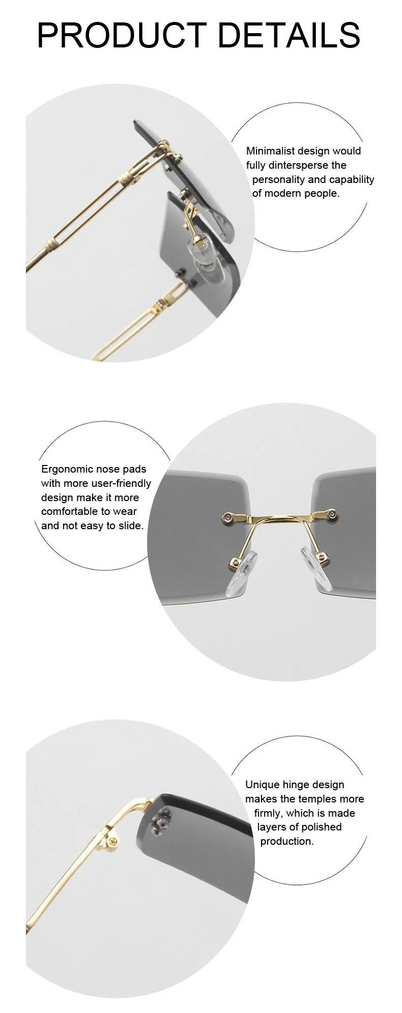 Rimless Square Sunglasses Man Brand Designer - Lena & Miles Exquisite Boutique LLC.