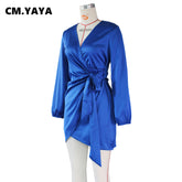 CM.YAYA Women Long Sleeve Lace Tie Up V- - Lena & Miles Exquisite Boutique LLC.